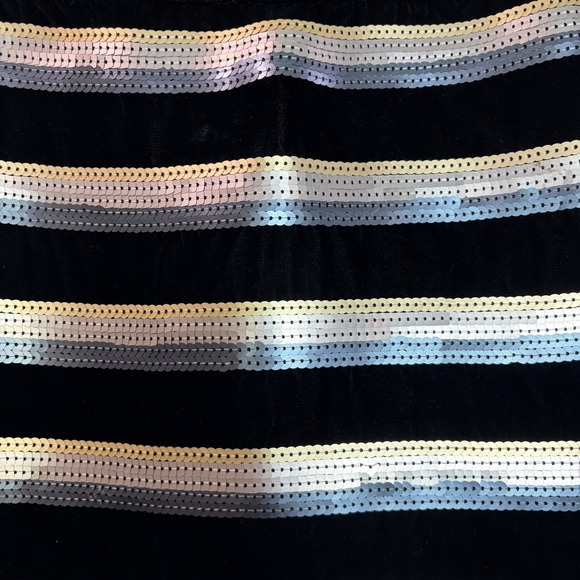 NWT Jessica Simpson Skirt Black Velvet Mini Sequin Stripe‎ Party Clubwear Sz 0 - Picture 2 of 10